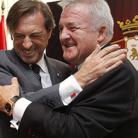 Archanco e Izco, en la toma de posesión del primero como presidente de Osasuna.