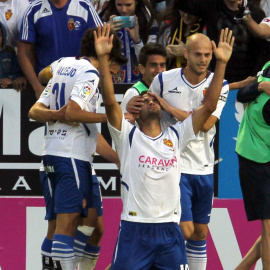Willian José celebra su gol al Las Palmas. EFE/Javier Cebollada