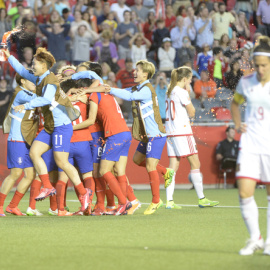 Vero Boquete, desolada ante la celebración de las jugadoras de Corea del Sur. /REUTERS