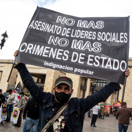 Protesta por el asesinato de líderes sociales en Colombia, a 9 de octubre de 2022.