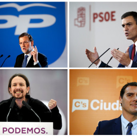Combo de Mariano Rajoy, Pedro Sánchez, Pablo Iglesias y Albert Rivera. REUTERS