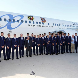 La selección española, antes de partir hacia Francia. EFE/Carmelo Rubio