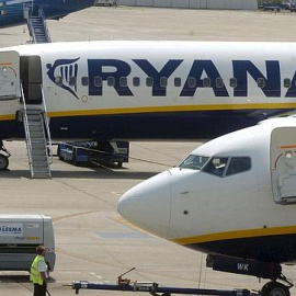 Avions de Ryanair a l'aeroport de Girona. EFE