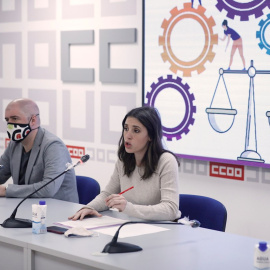 04/03/2021. La ministra de Igualdad Irene Montero asiste a un acto organizado por CCOO con motivo del 8M. - EFE