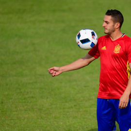 Koke, durante el entrenamiento de la selección española de este jueves. PIERRE-PHILIPPE MARCOU / AFP