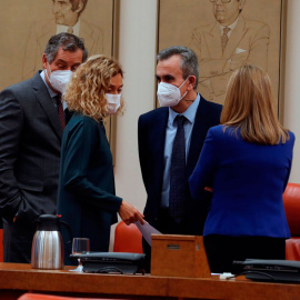 02/03/2021.- La presidenta del Congreso, Meritxell Batet, al inicio de la reunión de la Junta de Portavoces, el pasado martes en la Cámara Baja. EFE/ J.J. Guillén