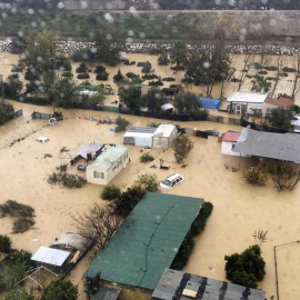 Vista de las inundaciones en el área de Cartama, en Málaga. AFP