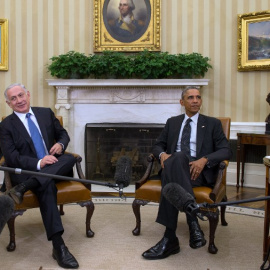 Fotografía del 1 de octubre de 2014 de una de las última visitas de Netanyahu a la Casa Blanca.- AFP