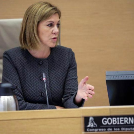 La ministra de Defensa, María Dolores de Cospedal, durante su comparecencia en el Congreso. | EMILIO NARANJO (EFE)