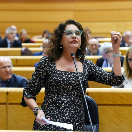 La ministra de Hacienda, María Jesús Montero, durante su intervención en la sesión de control en el pleno del Senado. EFE/ Fernando Villar
