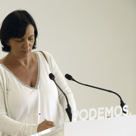 La secretaria de Análisis de Podemos, Carolina Bescansa, durante la rueda de prensa que ha ofrecido hoy tras la reunión del Consejo de Coordinación del partido. EFE