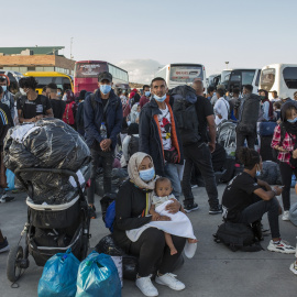 Refugiados en el campo de Moria en Lesbos en Septiembre de 2020