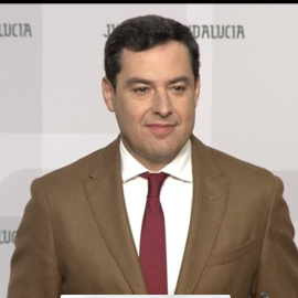 El presidente de la Junta de Andalucía, Juan Manuel Moreno Bonilla, durante el anuncio de los miembros de su nuevo Gobierno autonómico. E.P.