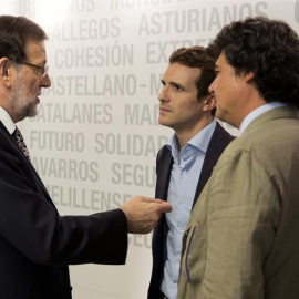 Rajoy, Casado y Moragas, hace unos días. EFE/Tarek