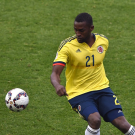 Jackson Martínez en un partido con Colombia en la Copa América./AFP