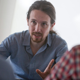 Pablo Iglesias, en la sede de Podemos en Madrid. / FOTO: DAVID SABADELL