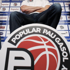 El jugador de la selección española y de los Chicago Bulls ,Pau Gasol durante la presentación hoy en Barcelona de la duodécima edición de la academia que lleva su nombre. /EFE