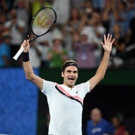 Roger Federer celebra su 20º Grand Slam en Melbourne, Australia. EFE/EPA
