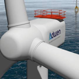 Una de los aerogeneradores de la eólica marina Adwen.