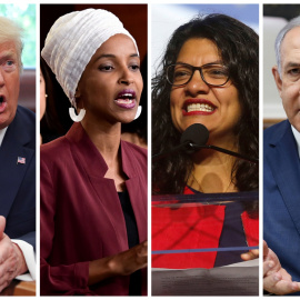 El presidente estadounidense Donald Trump, las congresistas estadounidenses Ilhan Omar, Rashida Tlaib y el primer ministro Benjamin Netanyahu se ven en una combinación de fotos de archivo. REUTERS / Fotos de archivo