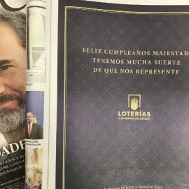 Publicidad institucional de Loterías en ABC con motivo del 50 cumpleaños de Felipe VI.