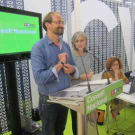 Joan Herrera y Dolors Camats, en el Consell Nacional de ICV. E.P.