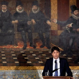 El presidente de Societat Civil Catalana, José Rosiñol, en el Palau de la Generalitat. EFE
