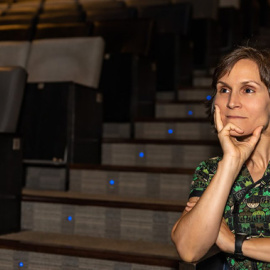 17/08/2019 - Carlota Coronado, profesora de la UCM y directora del documental ‘¿Por qué tan pocas? Tecnólogas y científicas españolas a la luz’ en la Sala Berlanga de Madrid / SINC - César Esteban Rubio