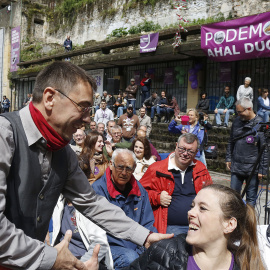 El cofundador de Podemos Juan Carlos Monedero,  en un acto electoral de la coalición Unidos Podemos en San Sebastián. EFE/Gorka Estrada