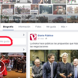 Momento en el que 'Público' alcanza un millón de fans en Facebook.
