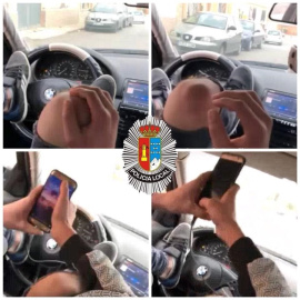 Varias imágenes que el condenado publicó conduciendo con los pies.