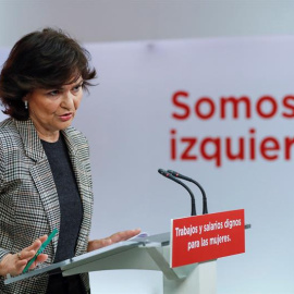 Carmen Calvo, este viernes en Ferraz. EFE/Emilio Naranjo