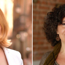 Las candidatas para las elecciones del 26-J de PACMA, Silvia Barquero (i.), y de Recortes Cero-Grupo Verde, Nuria Suárez (d.).