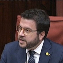 El conseller d'Economia de la Generalitat, Pere Aragonès, durant la seva compareixença al Parlament de Catalunya. CCMA