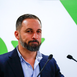 29/05/2019 -  El presidente de Vox, Santiago Abascal, en una rueda de prensa para analizar los resultados de las pasadas elecciones locales / EUROPA PRESS