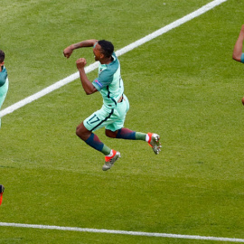Cristiano celebra su segundo gol a Hungría. REUTERS/Max Rossi