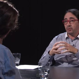 Pablo Iglesias y René Ramírez en el plató de Otra Vuelta de Tuerka.