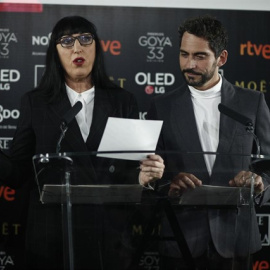 La actriz Rossy de Palma y el intérprete y director Paco León desvelan en la sede de la Academia los nominados en las 28 categorías a los Goya 2019. EUROPA PRESS/Eduardo Parra
