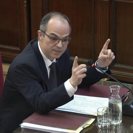 Captura de la señal institucional del Tribunal Supremo con la declaración del exconseller de Presidencia Jordi Turull. /EFE