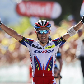 Purito, a su llegada a la meta del Tour. EFE/KIM LUDBROOK