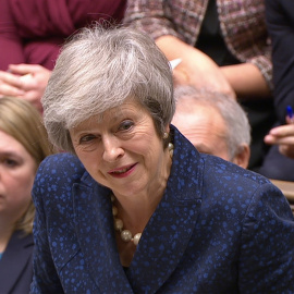 La primera ministra británica, Theresa May, en la Cámara de los Comunes. - REUTERS
