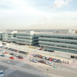 Vista general de las oficinas centrales de Indra en Alcobendas, Madrid.