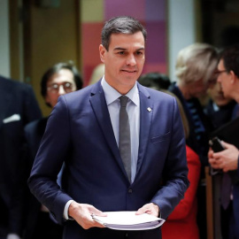 El presidente del gobierno de España, Pedro Sánchez, a su llegada a la segunda jornada de la cumbre de la Unión Europea. - EFE