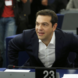 El primer ministro griego Alexis Tsipras, en su llegada al Parlamento Europeo de Estrasburgo. REUTERS