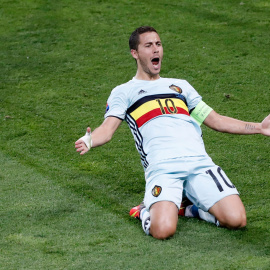 El belga Eden Hazard celebra su gol contra Hungría. /REUTERS