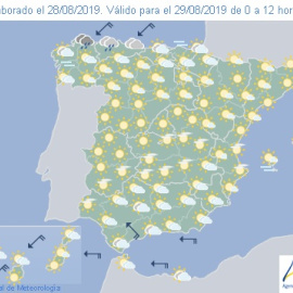 Previsión meteorológica para el jueves 29 de agosto. / AEMET