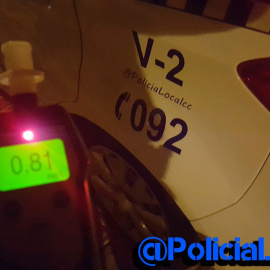 Control de alcoholemia realizado al detenido por interpretar una marcha de Semana Santa en un pueblo de Sevilla. / @POLICIALOCALCC