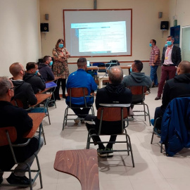 Taller de educación financiera en la cárcel de Daroca (Zaragoza) el pasado mes de octubre.
