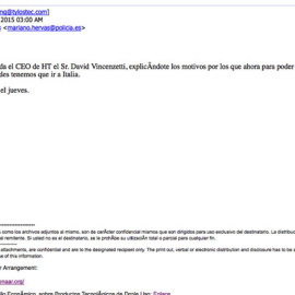 Uno de los correos que Tsang envió al comisario Hervás.