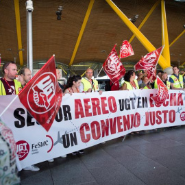Huelga de los trabajadores de tierra de Iberia en el Aeropuerto de Madrid-Barajas. / EFE